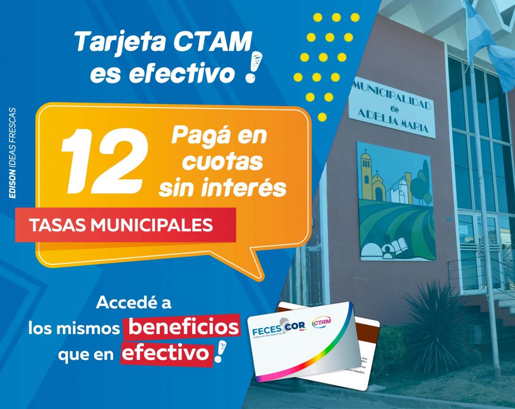 Pagá las tasas municipales en Adelia con Tarjeta CTAM